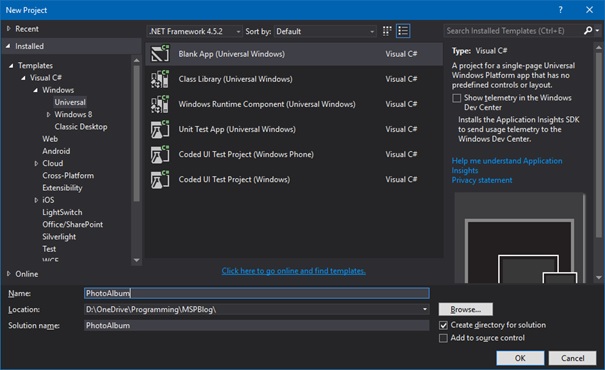 &Uacute;j Universal Windows Alkalmaz&aacute;s l&eacute;trehoz&aacute;sa
