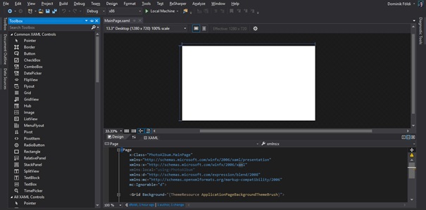 XAML szerkesztő, Designer &eacute;s Toolbox